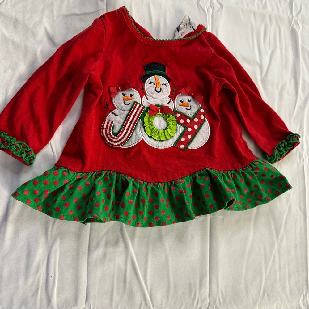 Rare Editions Christmas JOY Snowman Dress |‎ 12M